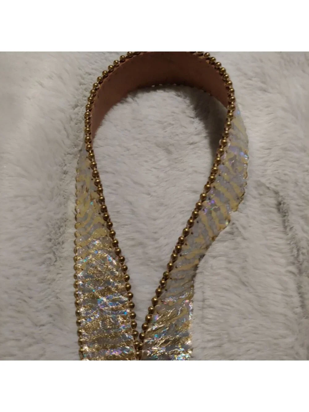 B.B. Simon Belt 36 Iridescent Silver Gold Beaded Y2K Runway Maximalist Designer
